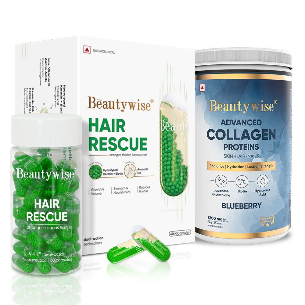 Blueberry Advanced Marine Collagen and Hair Rescue Keratin & Biotin in Avocado Oil Combo