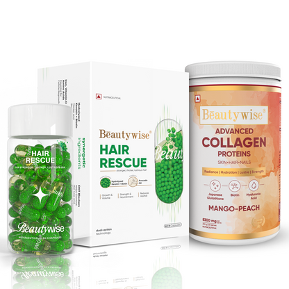 Mango-Peach Advanced Marine Collagen and Hair Rescue Keratin & Biotin in Avocado Oil Combo