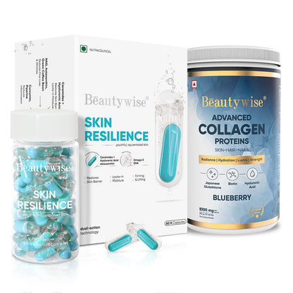 Blueberry Advanced Marine Collagen and Skin Resilience Ceramides & HA in Omega-3 Combo